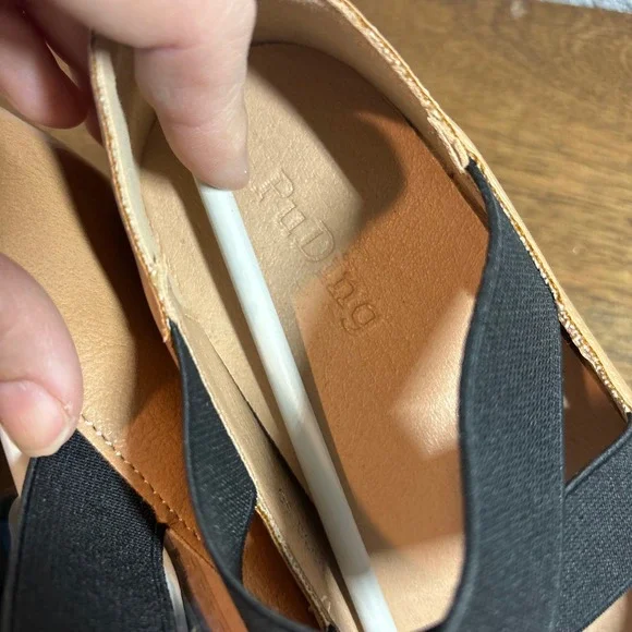 PuDing Block Heel Pumps Elastic Strap Square Toe Tan Shoes size 36 - Picture 5 of 10